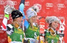 Bernadette Schild, far right, in Kranjska Gora (GEPA/Michael Riedler)