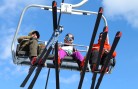 Mikaela Shiffrin rides the Birds of Prey lift while training speed on Raptor in April 2013. Ski Racing file photo/Geoff Mintz