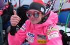 Laurenne Ross throws a thumbs up in the finish area in 2012. USST/Doug Haney