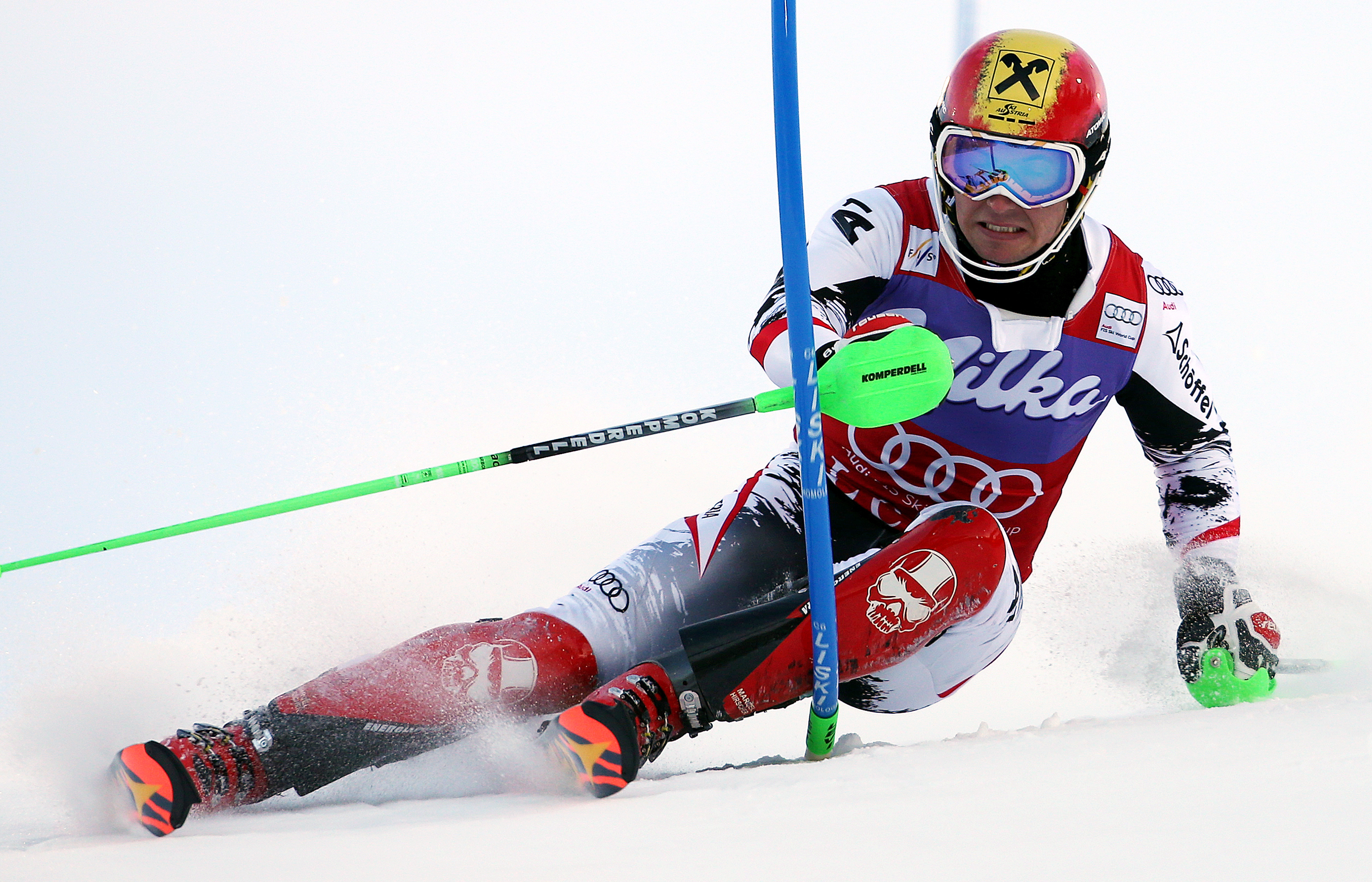 Hirscher cool under pressure, takes first slalom win in ...