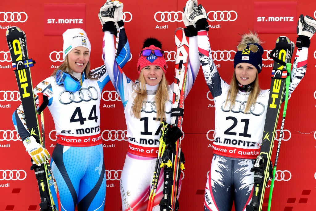 Women's podium in St. Moritz (GEPA/Walter Luger)