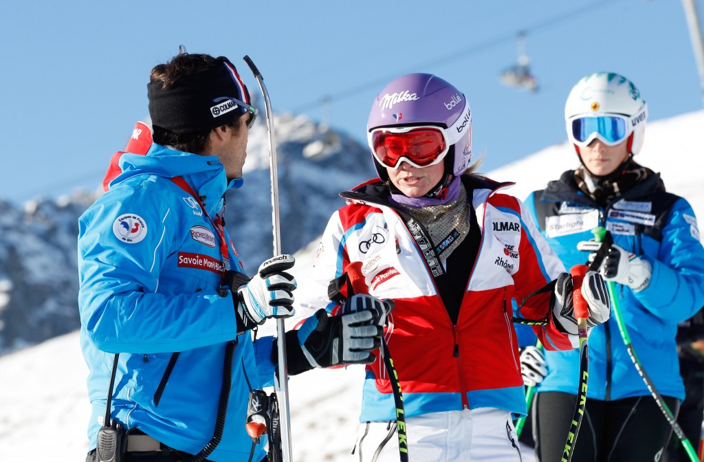 Tessa Worley in St. Moritz on Saturday (GEPA/Harald Steiner)