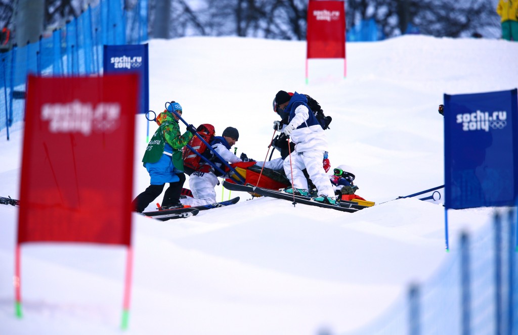Heidi Kloser being loaded onto a sled (GEPA/USA TODAY)