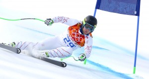 Andrew Weibrecht on his way to a silver medal in super G, his second Olympic medal. (GEPA/Andreas Prantner)