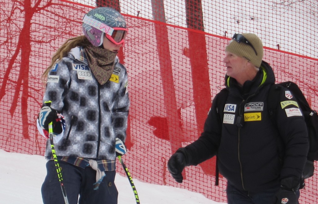 Chip White chats with athlete Laurenne Ross. USST