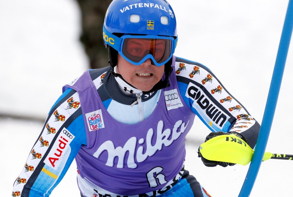 Sweden's Mattias Hargin at the 2014 Wengen slalom. GEPA/Wolfgang Grebien 