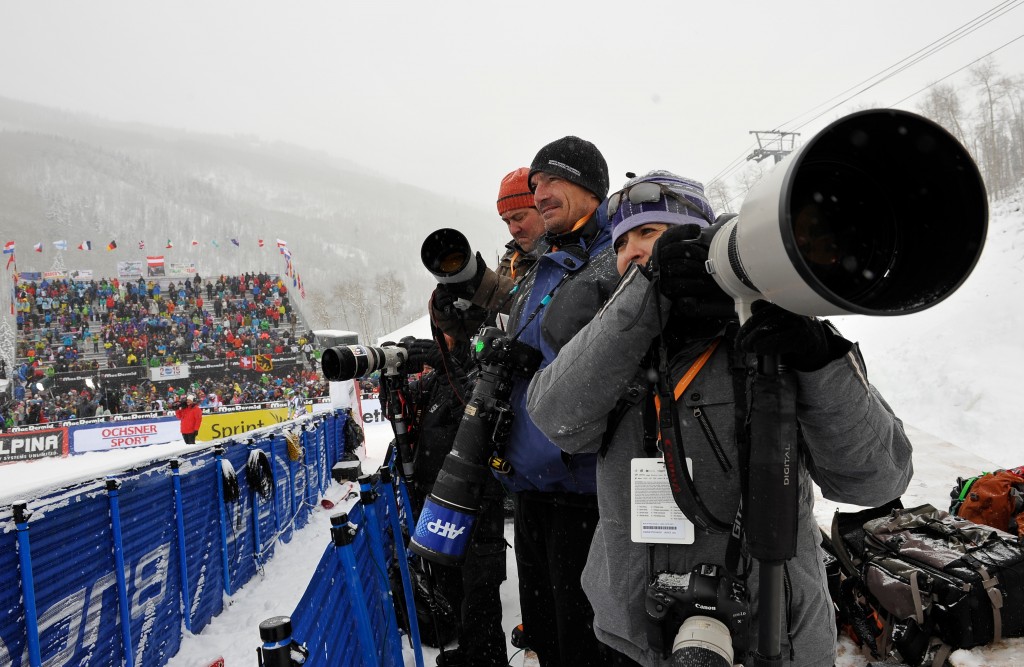 Photographers at the finish line in Beaver Creek. USSA/Grafton Smith