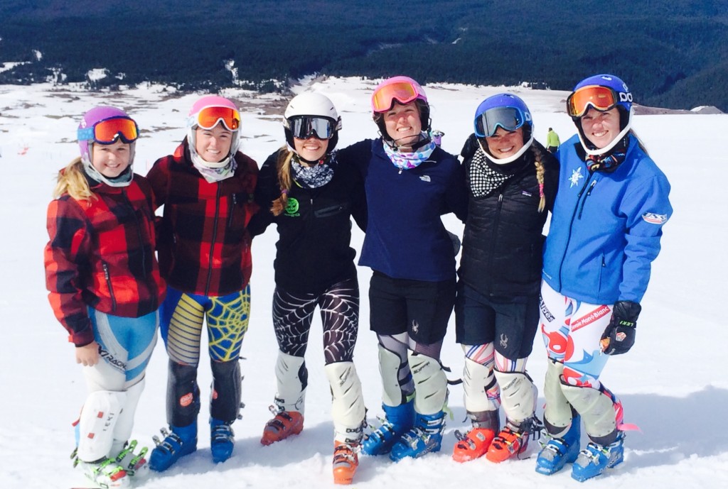 The FIS and U16 women's NTG is all smiles on Mt. Hood.  