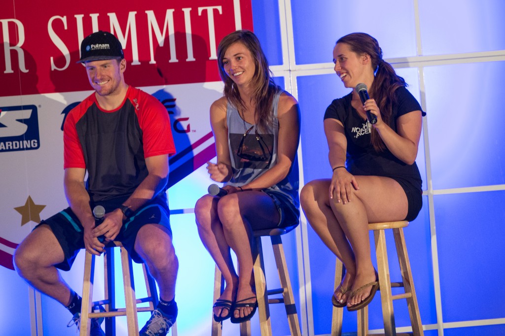 Olympic gold medalists Ted Ligety, Kaitlyn Farrington and Maddie Bowman at the 2014 Partner Summit. USSA