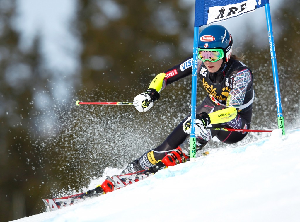 Mikaela Shiffrin at the 2014 Are World Cup GS. GEPA/Harald Steiner