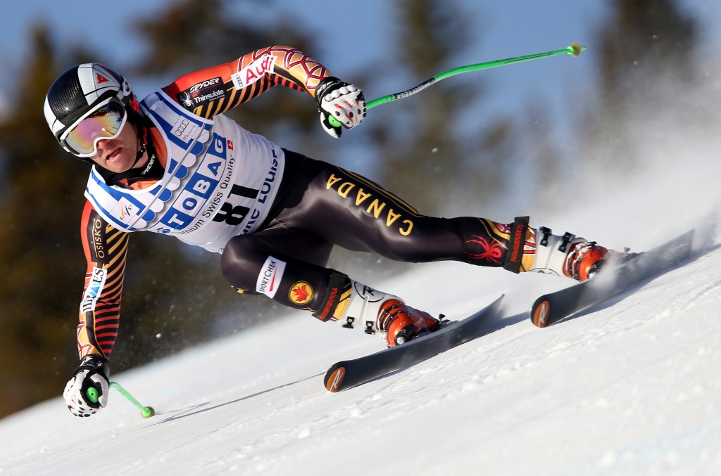 Robbie Dixon during training at the 2013 Lake Louise World Cup. GEPA/Mario Kneisl
