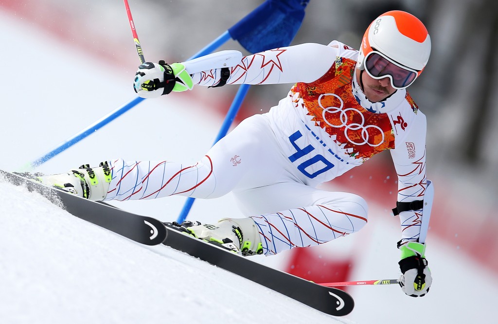 Jared Goldberg in the 2014 Sochi Olympic giant slalom. GEPA/Christian Walgram