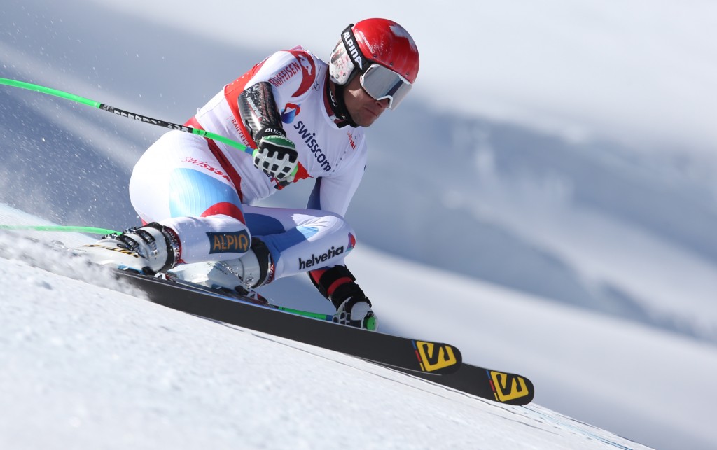 Patrick Kueng training at the Swiss Ski media day sans head sponsor. GEPA/Andreas Pranter