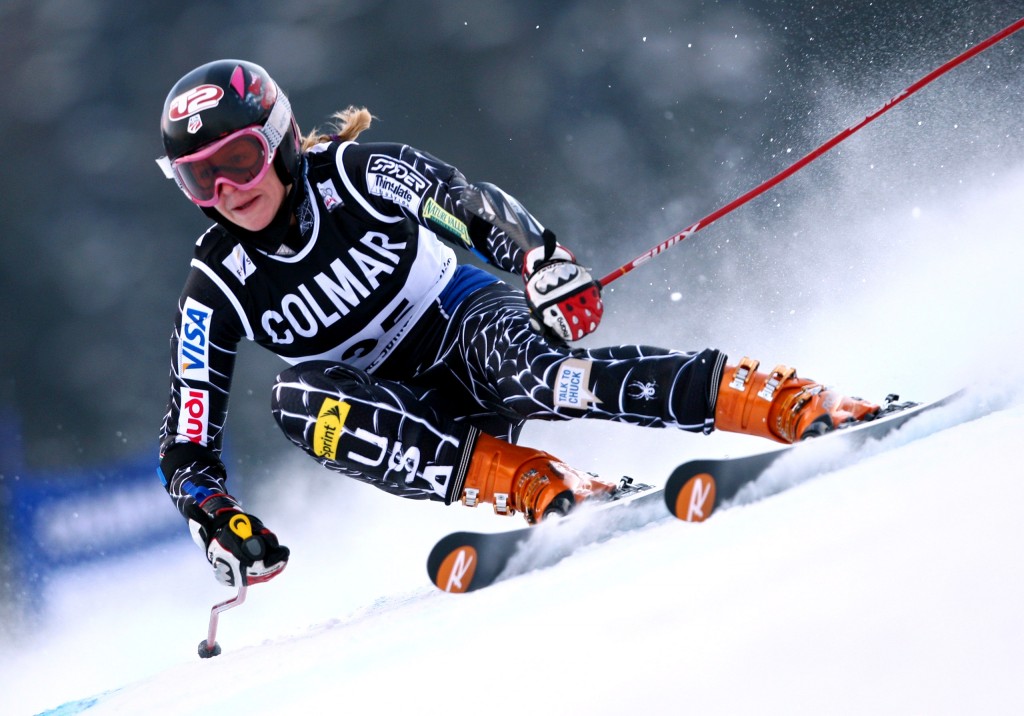Jessica Kelley at the 2008 Spindlermuehle World Cup giant slalom race. GEPA/Walter Luger