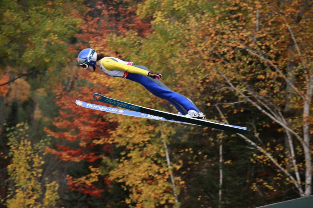 Sarah Hendrickson on her way to a national title. Women's Ski Jumping USA