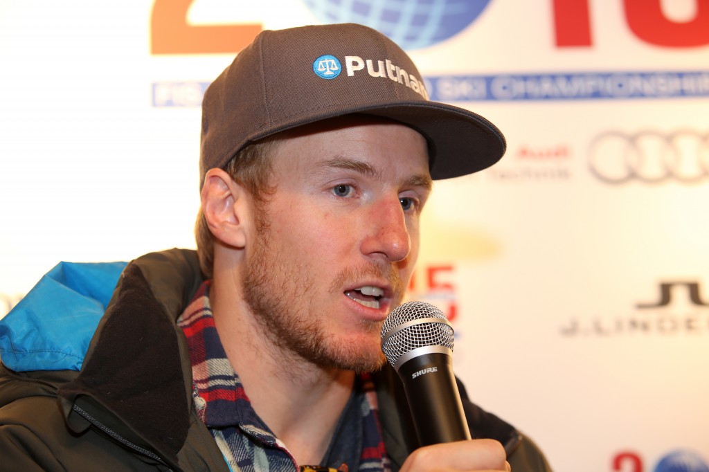 Ted Ligety at the Vail-Beaver Creek 2015 press conference in Soelden. GEPA
