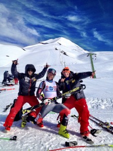 Steve Nyman, Marco Sullivan and Travis Ganong get rowdy. Corralco Ski Area