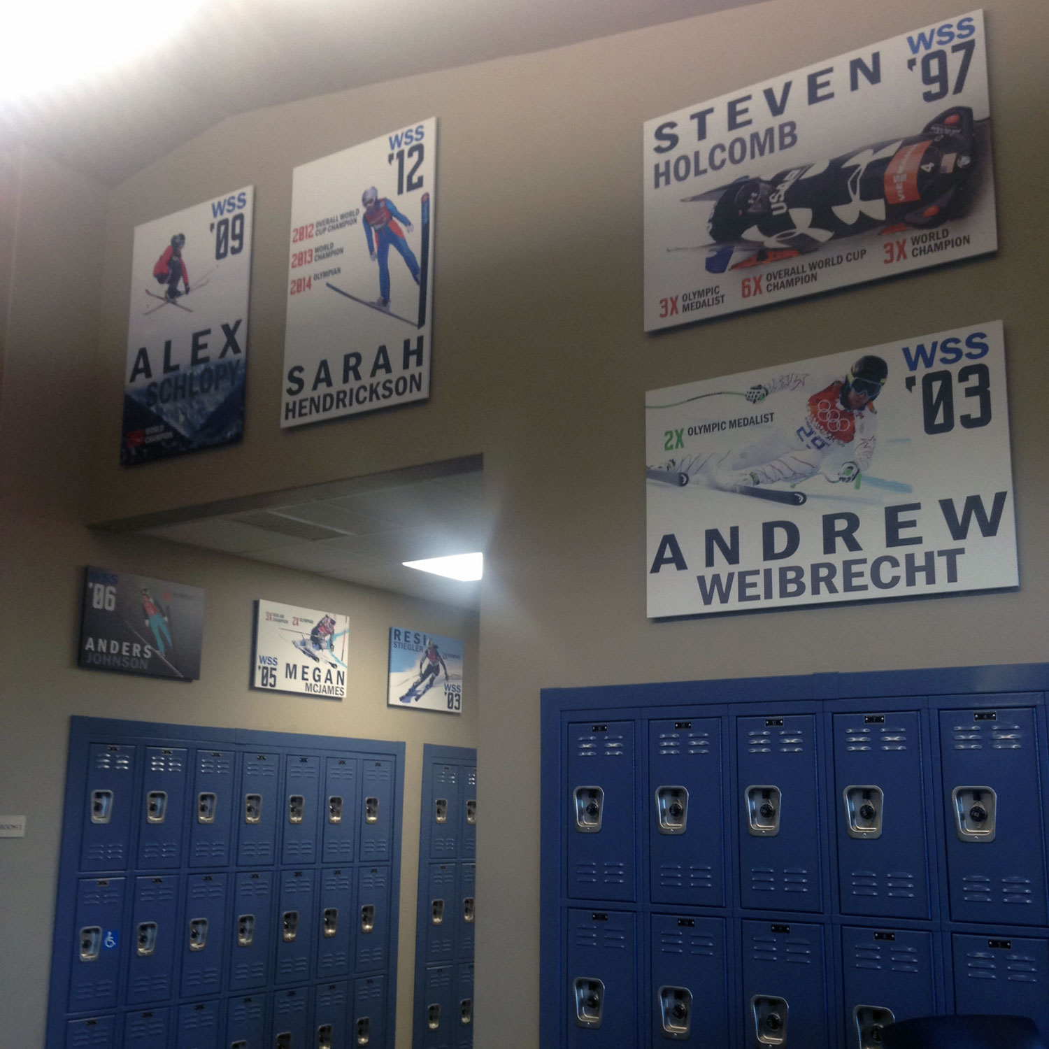 Posters of Olympics and World Championship Medalists line the lobby. Photo: Jessica Kelley