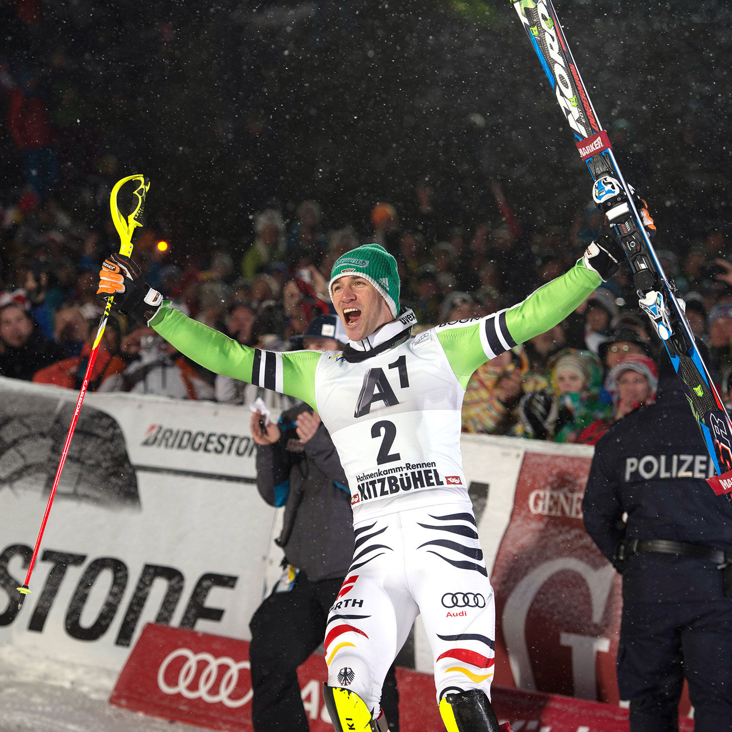 Neureuther reacts to winning the longest running race