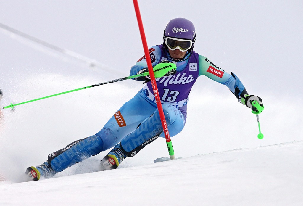 Tina Maze of Slovenia on her way to victory in Levi. GEPA