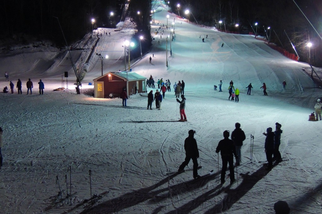 Proctor Ski Area at night.