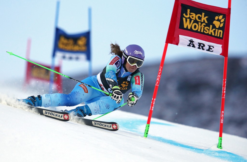 Tina Maze in the 2014 Are World Cup giant slalom. GEPA