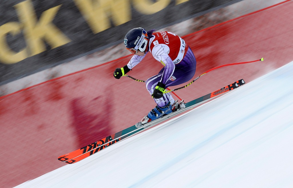 Laurenne Ross on her way to a fourth-place result in Lake Louise. GEPA