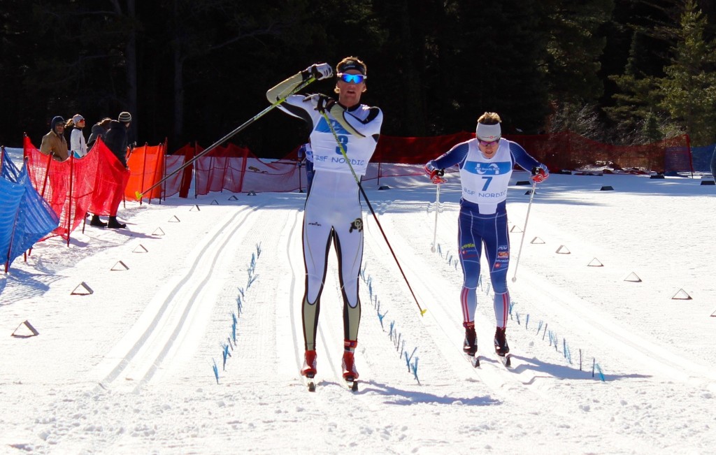Stroem crossing the finish line just ahead of Havlick. A. Pokorny